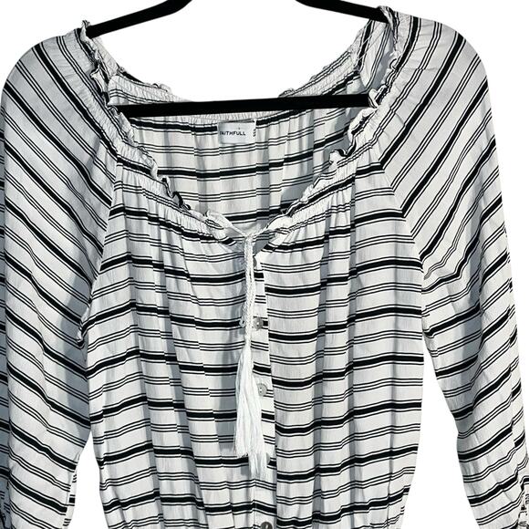 Faithfull The Brand Ibiza Off-Shoulder Striped Playsuit Romper Size 4 (AUS/UK 8) - Picture 2 of 10